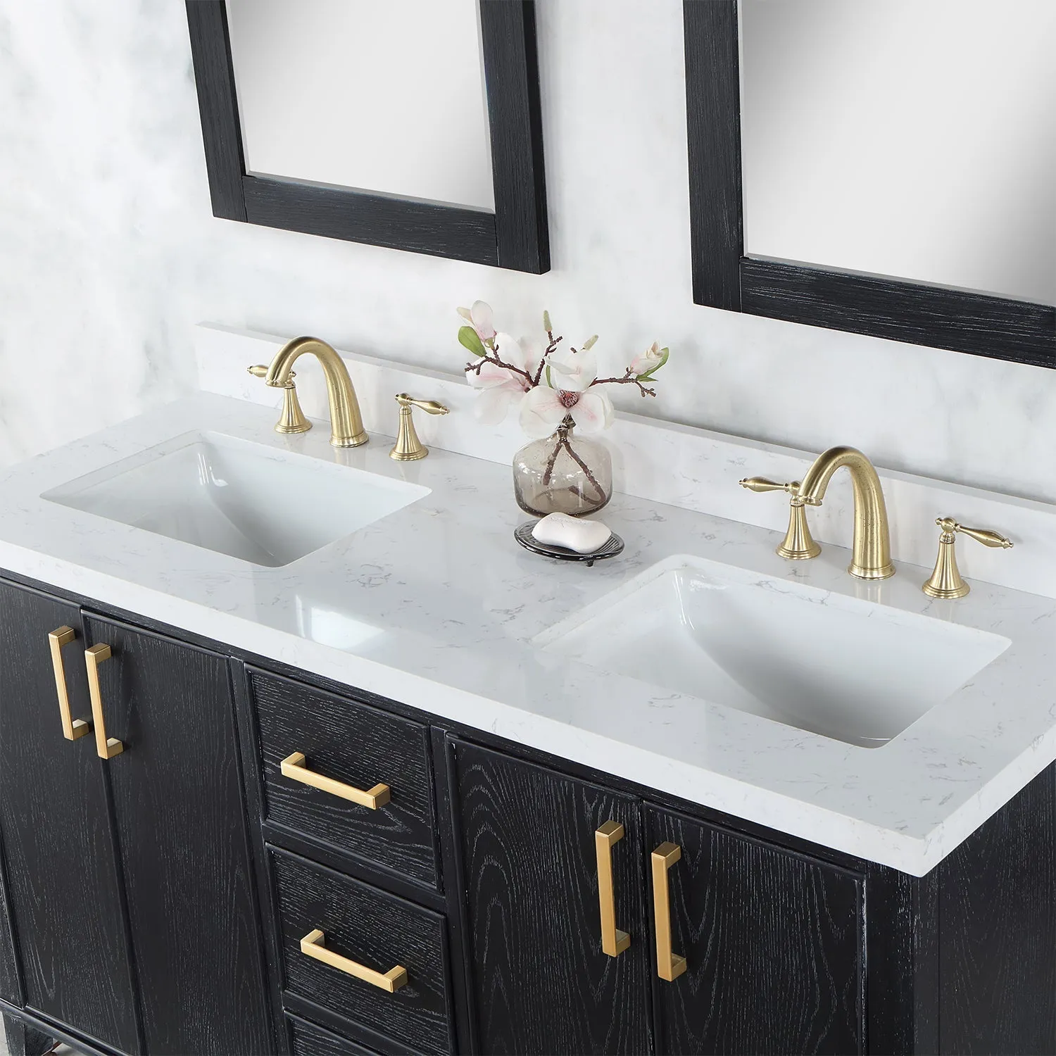 Altair Designs Weiser 72" Double Bathroom Vanity with Composite Aosta White Stone Countertop - 549072-BO-AW-NM