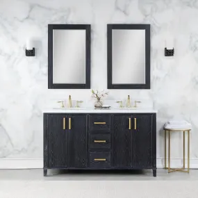 Altair Designs Weiser 72" Double Bathroom Vanity with Composite Aosta White Stone Countertop - 549072-BO-AW-NM