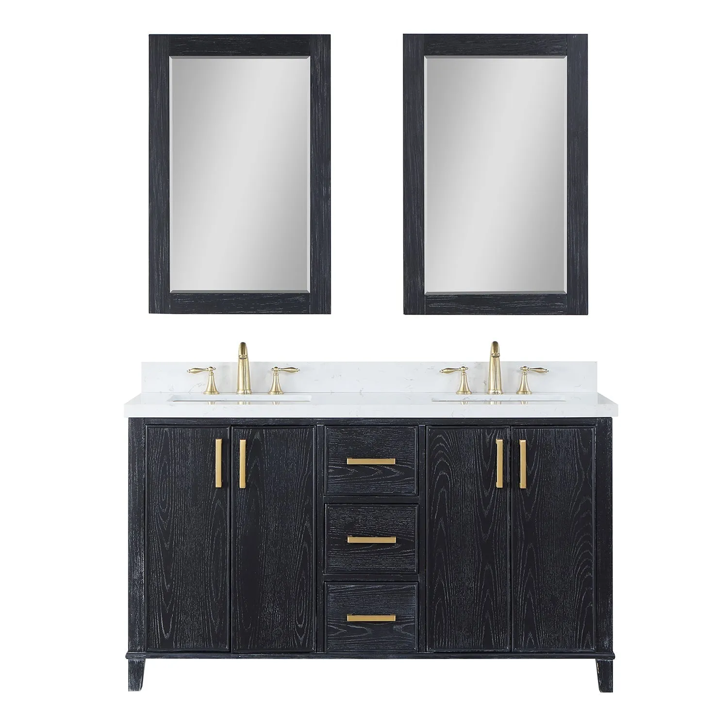 Altair Designs Weiser 72" Double Bathroom Vanity with Composite Aosta White Stone Countertop - 549072-BO-AW-NM