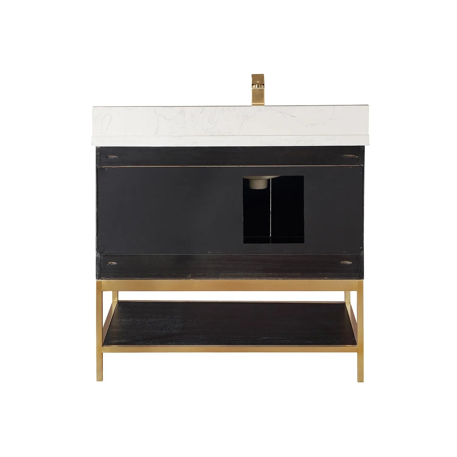 Altair Designs Wildy 36" Single Bathroom Vanity Set with Grain White Composite Stone Countertop - 546036-WO-GW-NM
