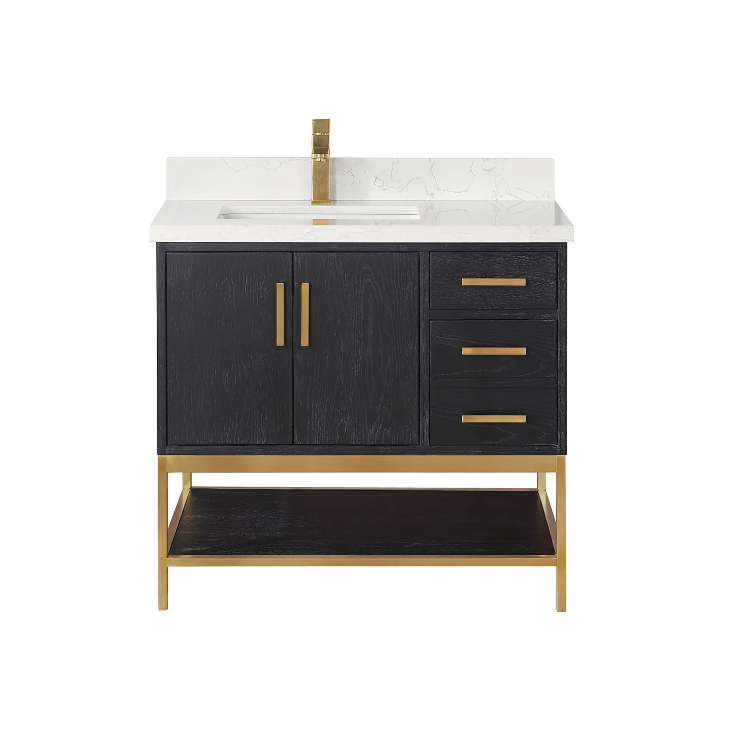 Altair Designs Wildy 36" Single Bathroom Vanity Set with Grain White Composite Stone Countertop - 546036-WO-GW-NM