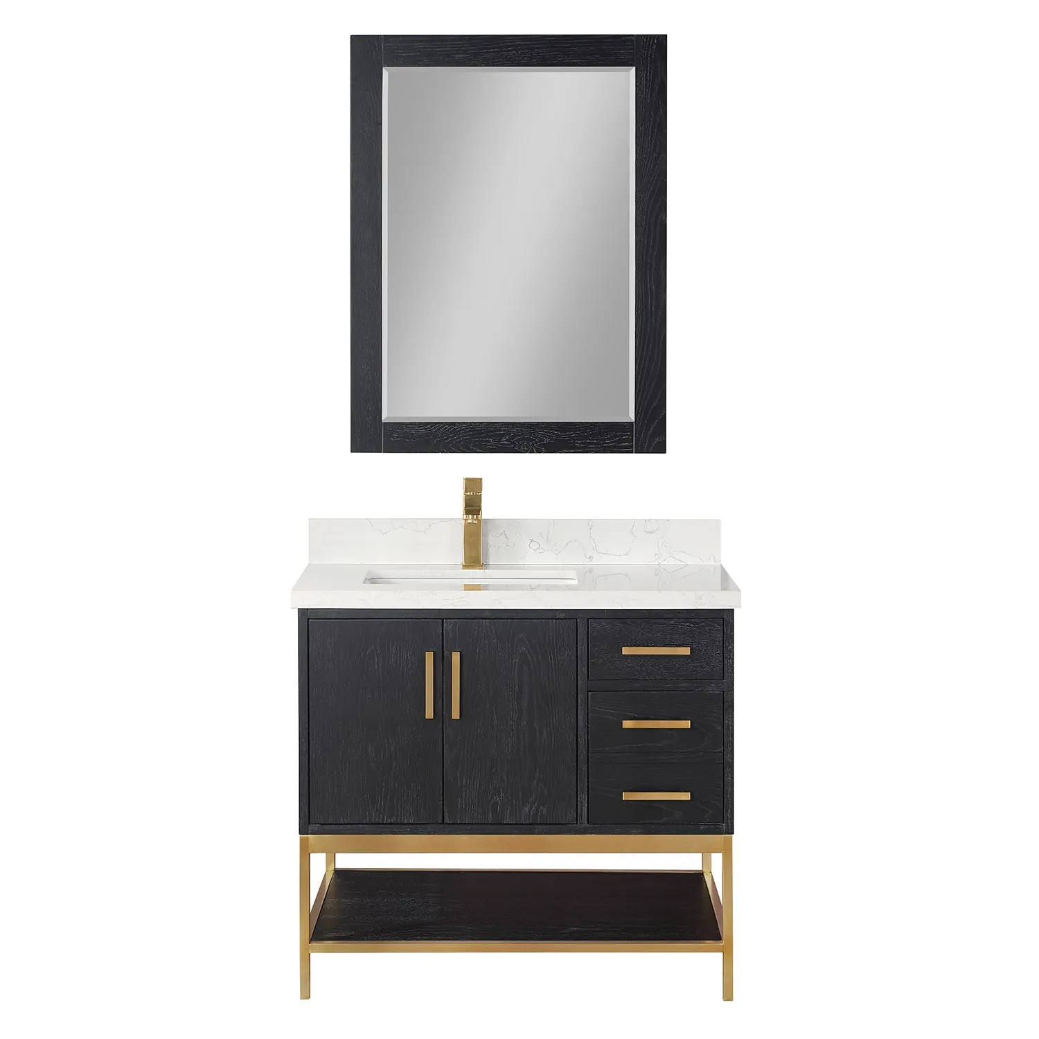 Altair Designs Wildy 36" Single Bathroom Vanity Set with Grain White Composite Stone Countertop - 546036-WO-GW-NM