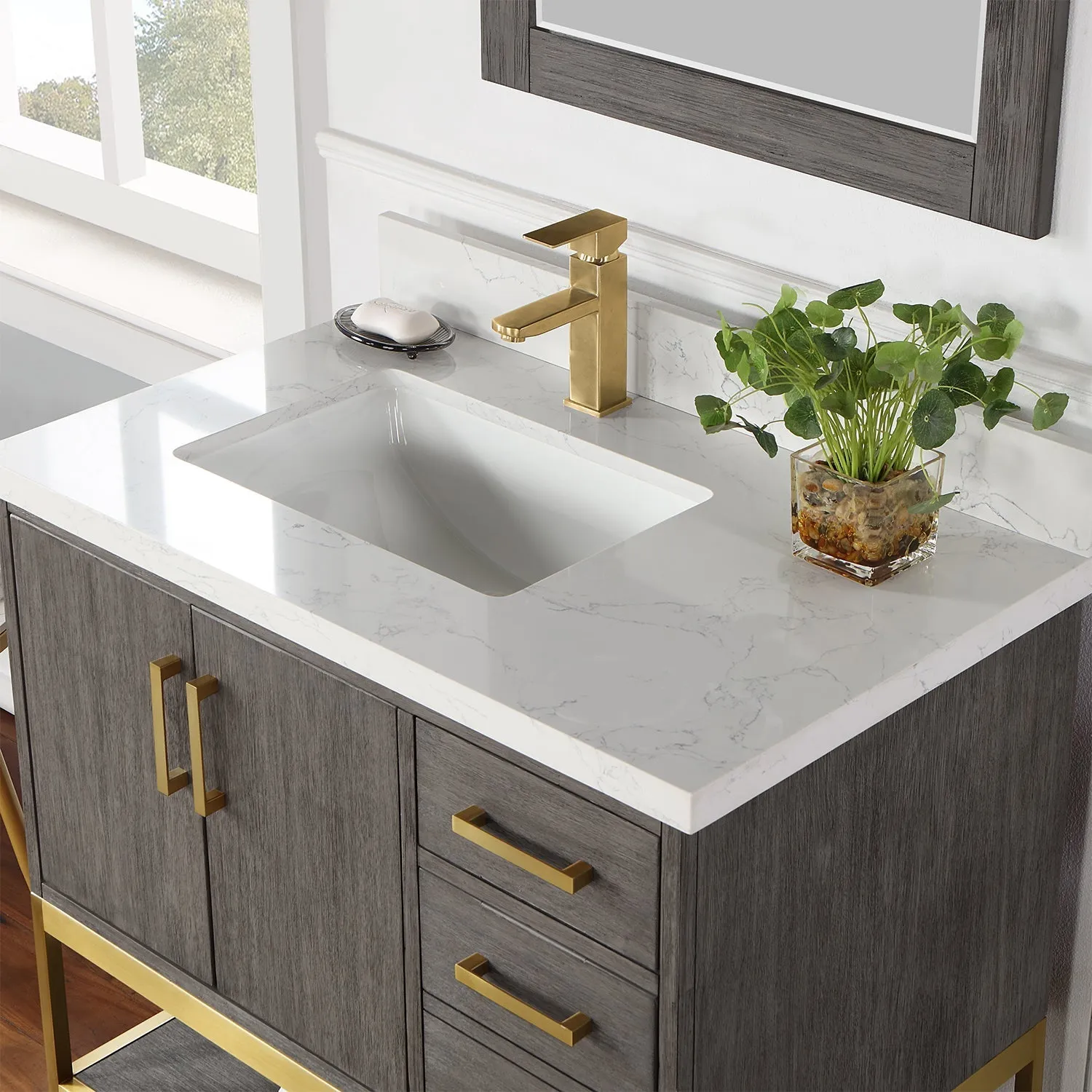 Altair Designs Wildy 36" Single Bathroom Vanity Set with Grain White Composite Stone Countertop - 546036-WO-GW-NM