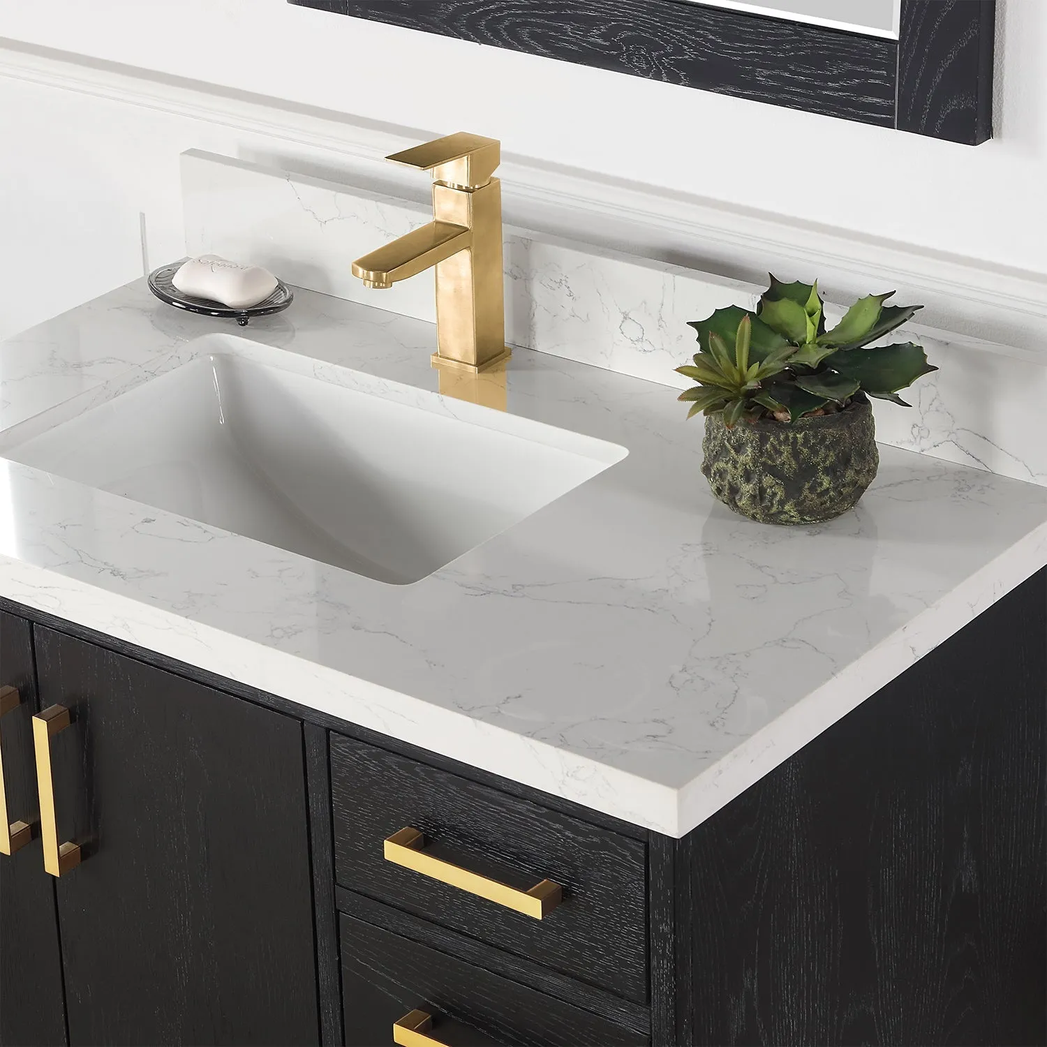 Altair Designs Wildy 36" Single Bathroom Vanity Set with Grain White Composite Stone Countertop - 546036-WO-GW-NM