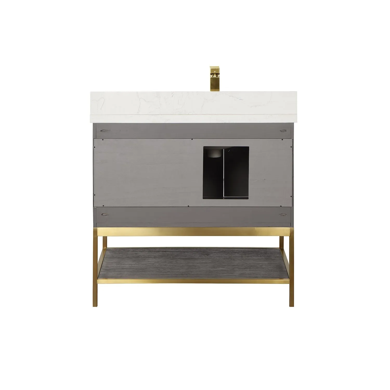 Altair Designs Wildy 36" Single Bathroom Vanity Set with Grain White Composite Stone Countertop - 546036-WO-GW-NM