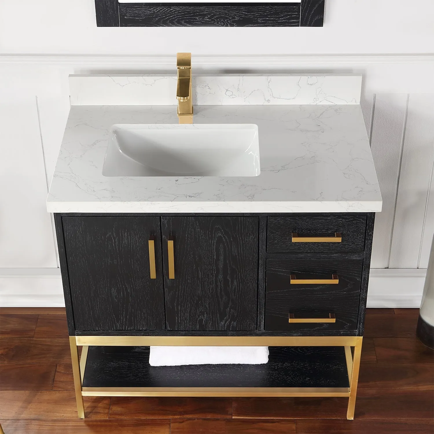 Altair Designs Wildy 36" Single Bathroom Vanity Set with Grain White Composite Stone Countertop - 546036-WO-GW-NM