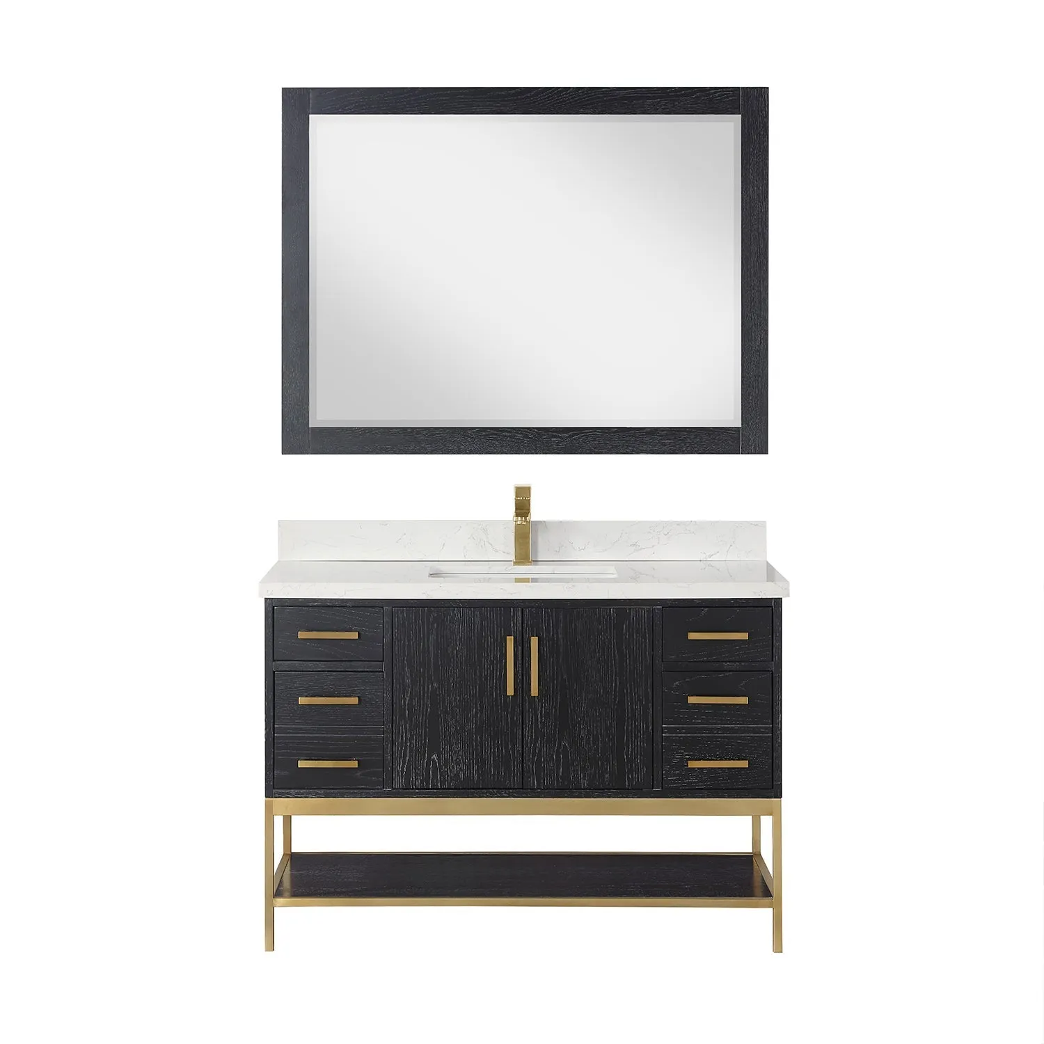 Altair Designs Wildy 48" Single Bathroom Vanity Set with Grain White Composite Stone Countertop - 546048-WO-GW-NM