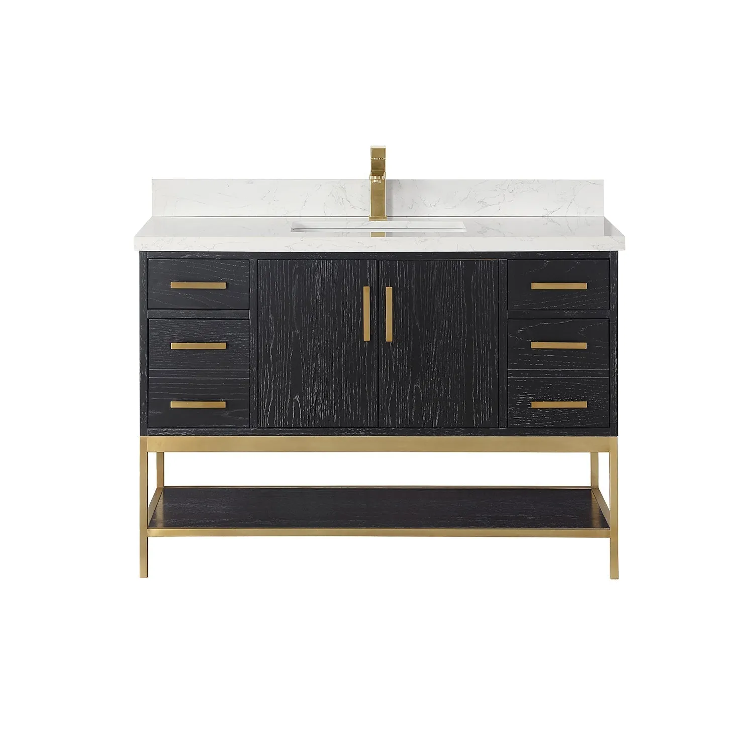 Altair Designs Wildy 48" Single Bathroom Vanity Set with Grain White Composite Stone Countertop - 546048-WO-GW-NM