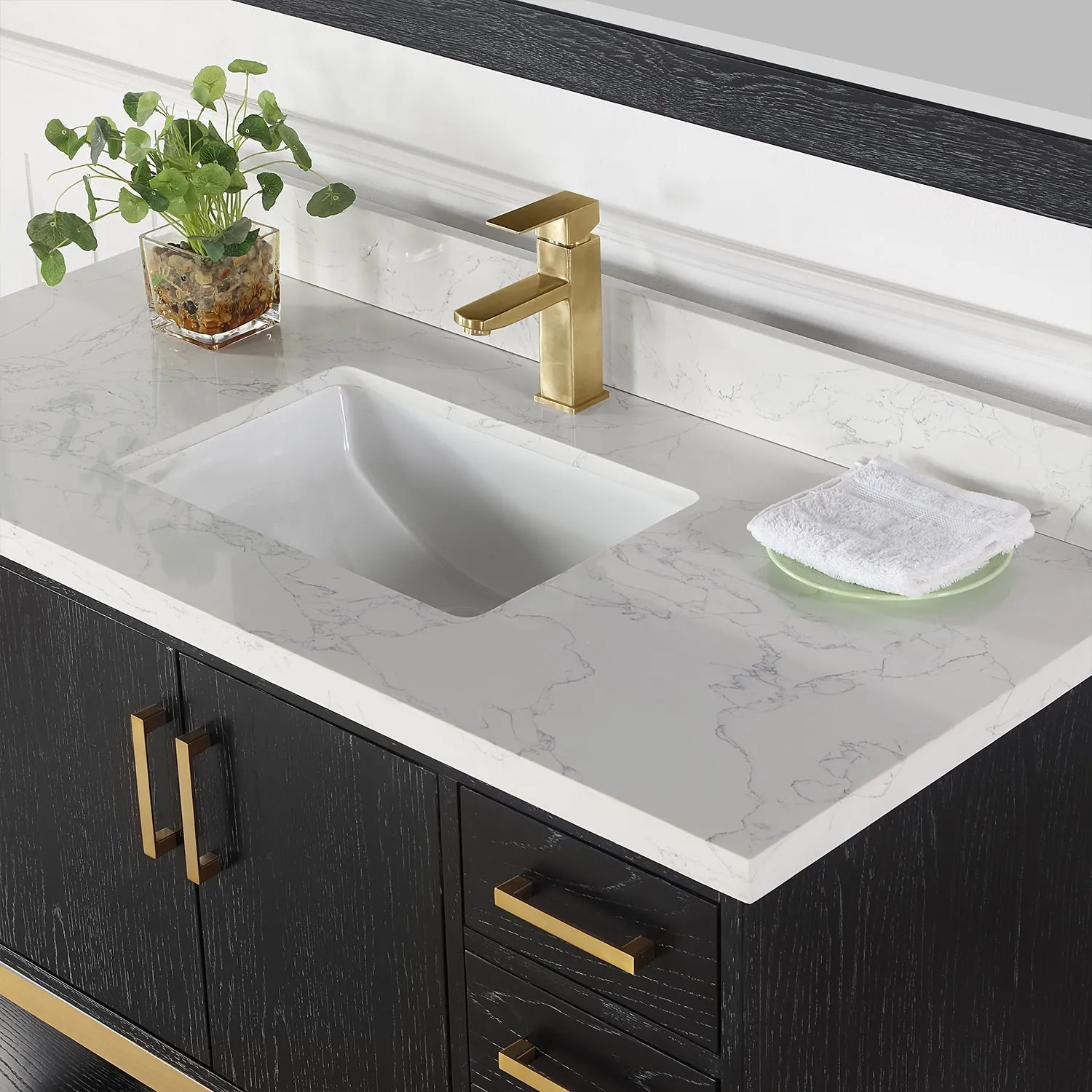 Altair Designs Wildy 48" Single Bathroom Vanity Set with Grain White Composite Stone Countertop - 546048-WO-GW-NM