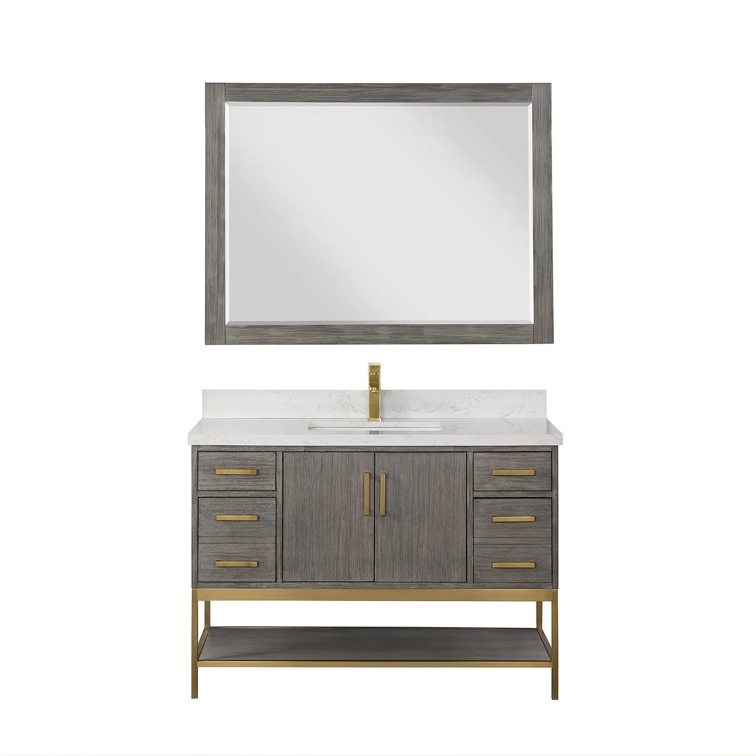 Altair Designs Wildy 48" Single Bathroom Vanity Set with Grain White Composite Stone Countertop - 546048-WO-GW-NM
