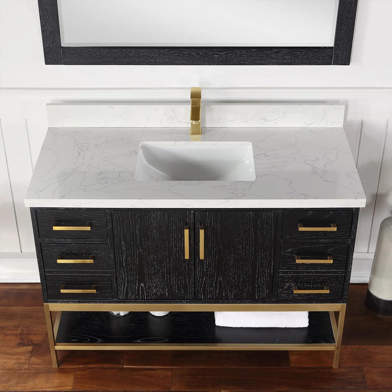 Altair Designs Wildy 48" Single Bathroom Vanity Set with Grain White Composite Stone Countertop - 546048-WO-GW-NM