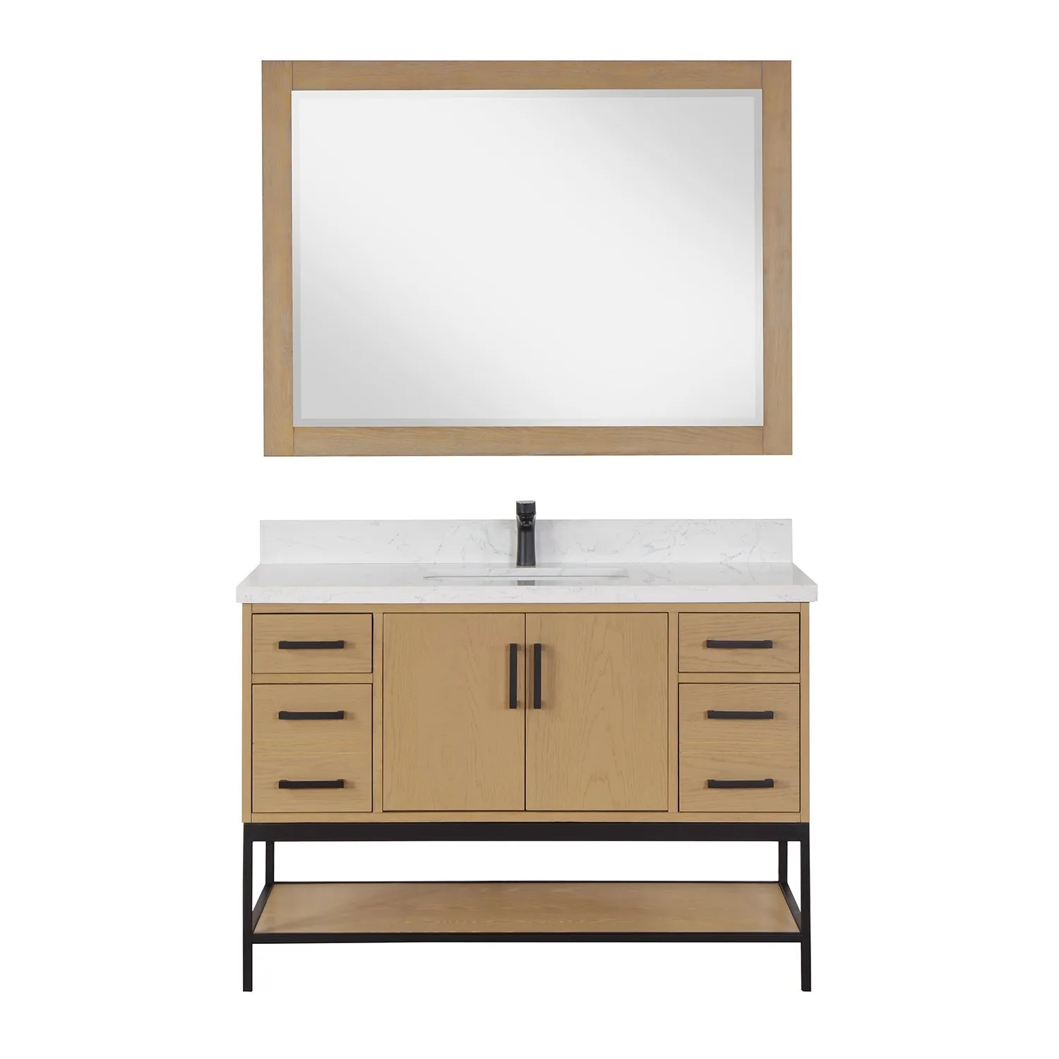 Altair Designs Wildy 48" Single Bathroom Vanity Set with Grain White Composite Stone Countertop - 546048-WO-GW-NM
