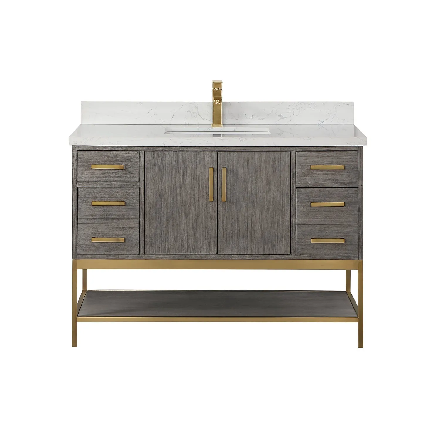 Altair Designs Wildy 48" Single Bathroom Vanity Set with Grain White Composite Stone Countertop - 546048-WO-GW-NM