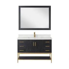 Altair Designs Wildy 48" Single Bathroom Vanity Set with Grain White Composite Stone Countertop - 546048-WO-GW-NM