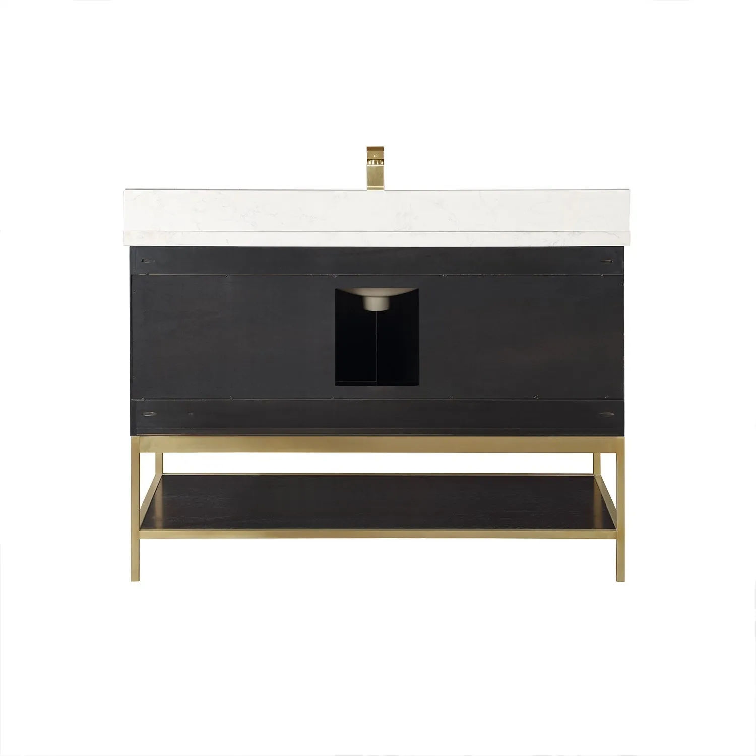 Altair Designs Wildy 48" Single Bathroom Vanity Set with Grain White Composite Stone Countertop - 546048-WO-GW-NM