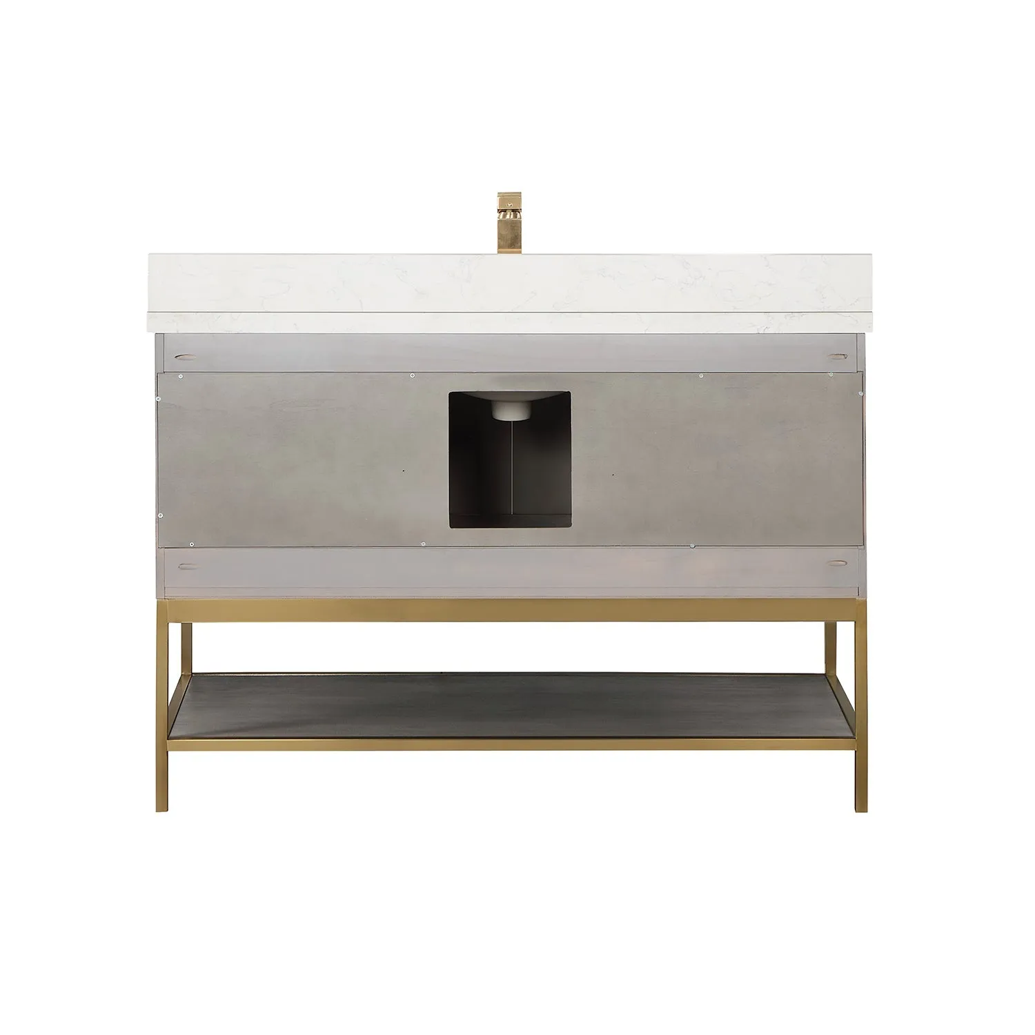 Altair Designs Wildy 48" Single Bathroom Vanity Set with Grain White Composite Stone Countertop - 546048-WO-GW-NM