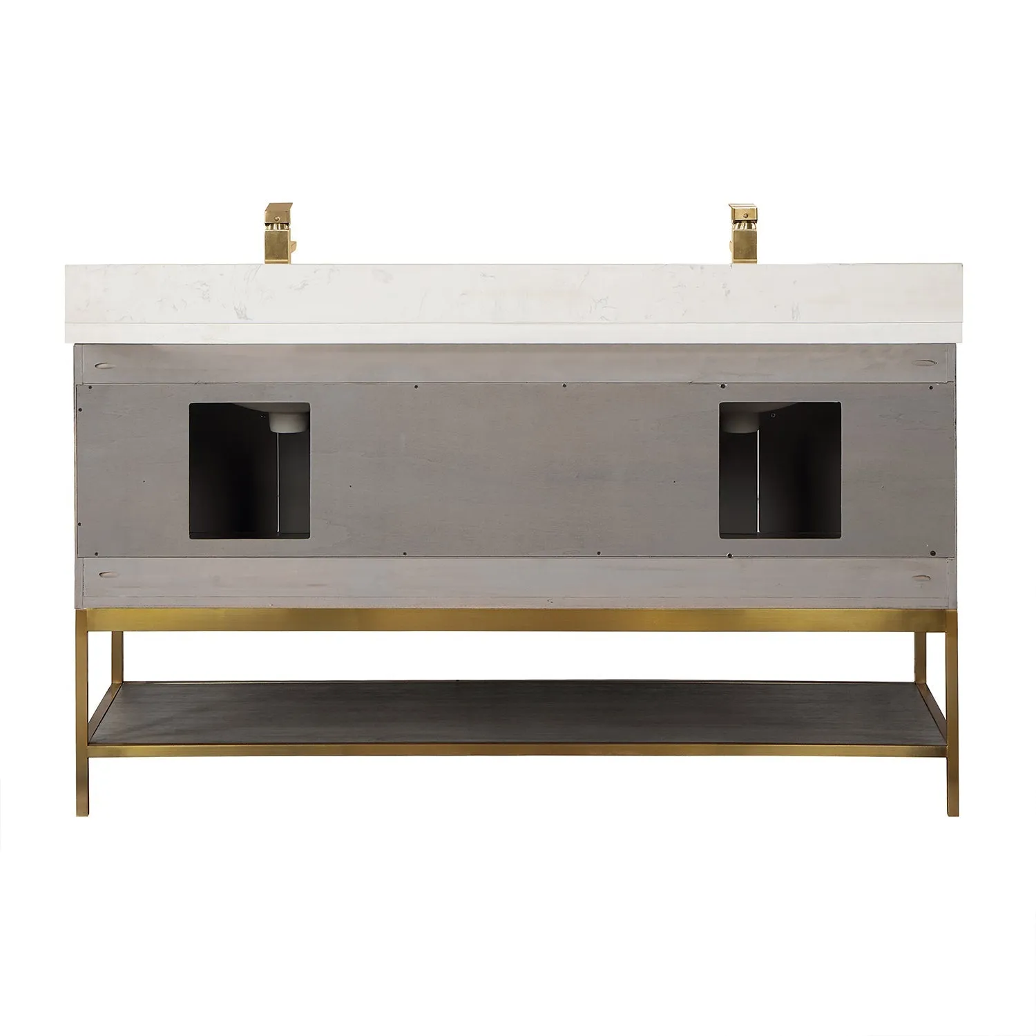 Altair Designs Wildy 60" Double Bathroom Vanity Set with Grain White Composite Stone Countertop - 546060-WO-GW-NM