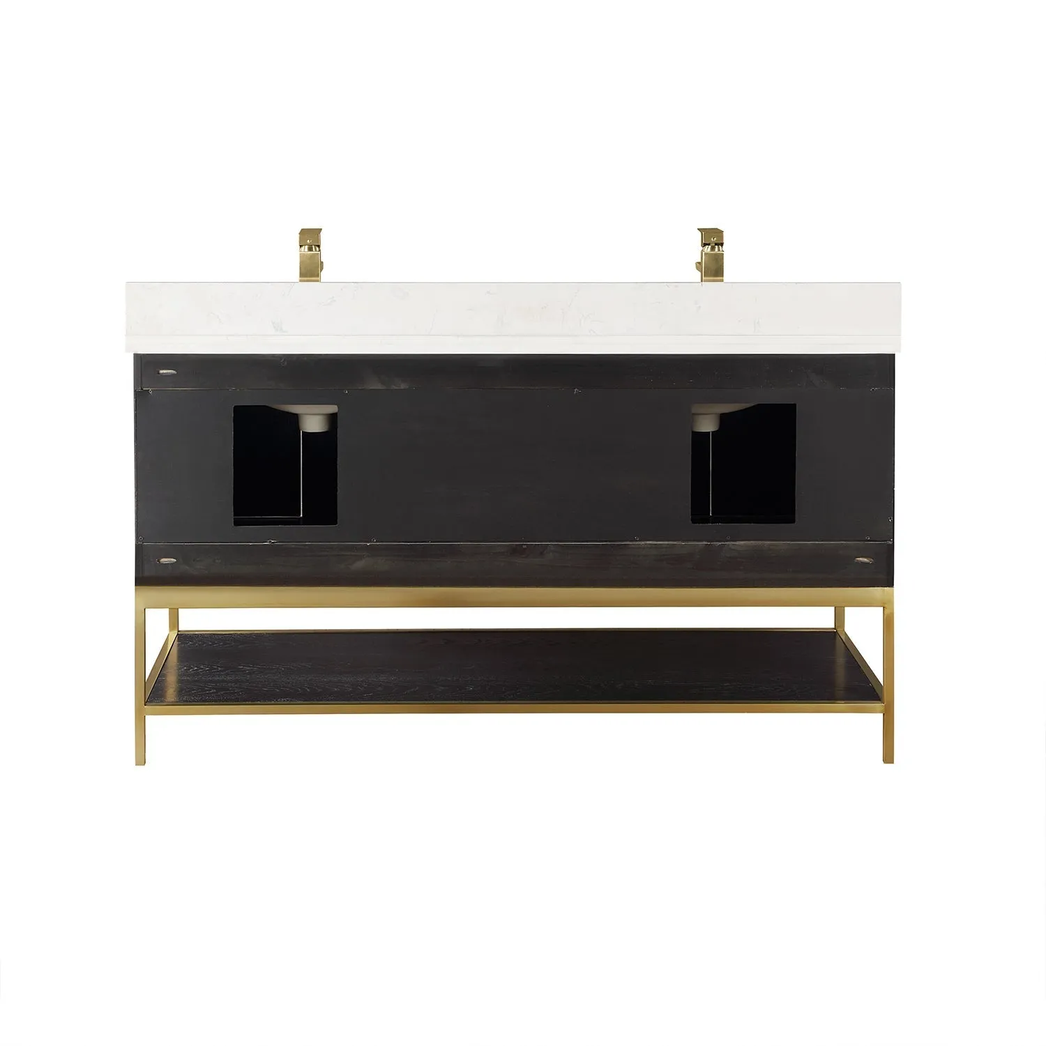 Altair Designs Wildy 60" Double Bathroom Vanity Set with Grain White Composite Stone Countertop - 546060-WO-GW-NM