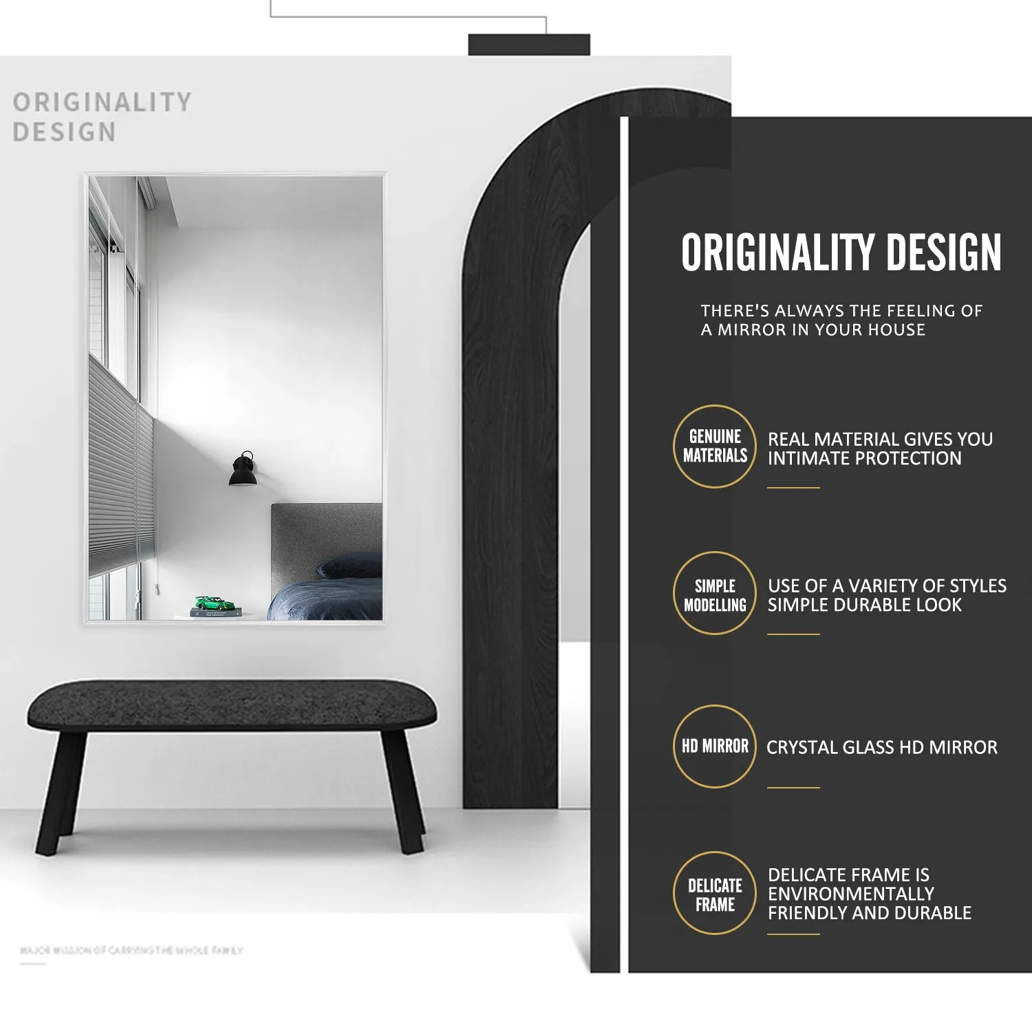Aluminum Framed Contemporary Bathroom Vanity Wall Mirror