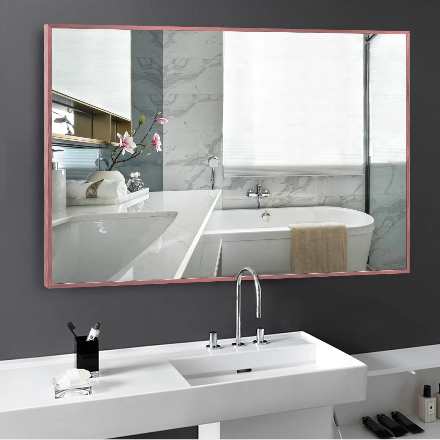 Aluminum Framed Contemporary Bathroom Vanity Wall Mirror