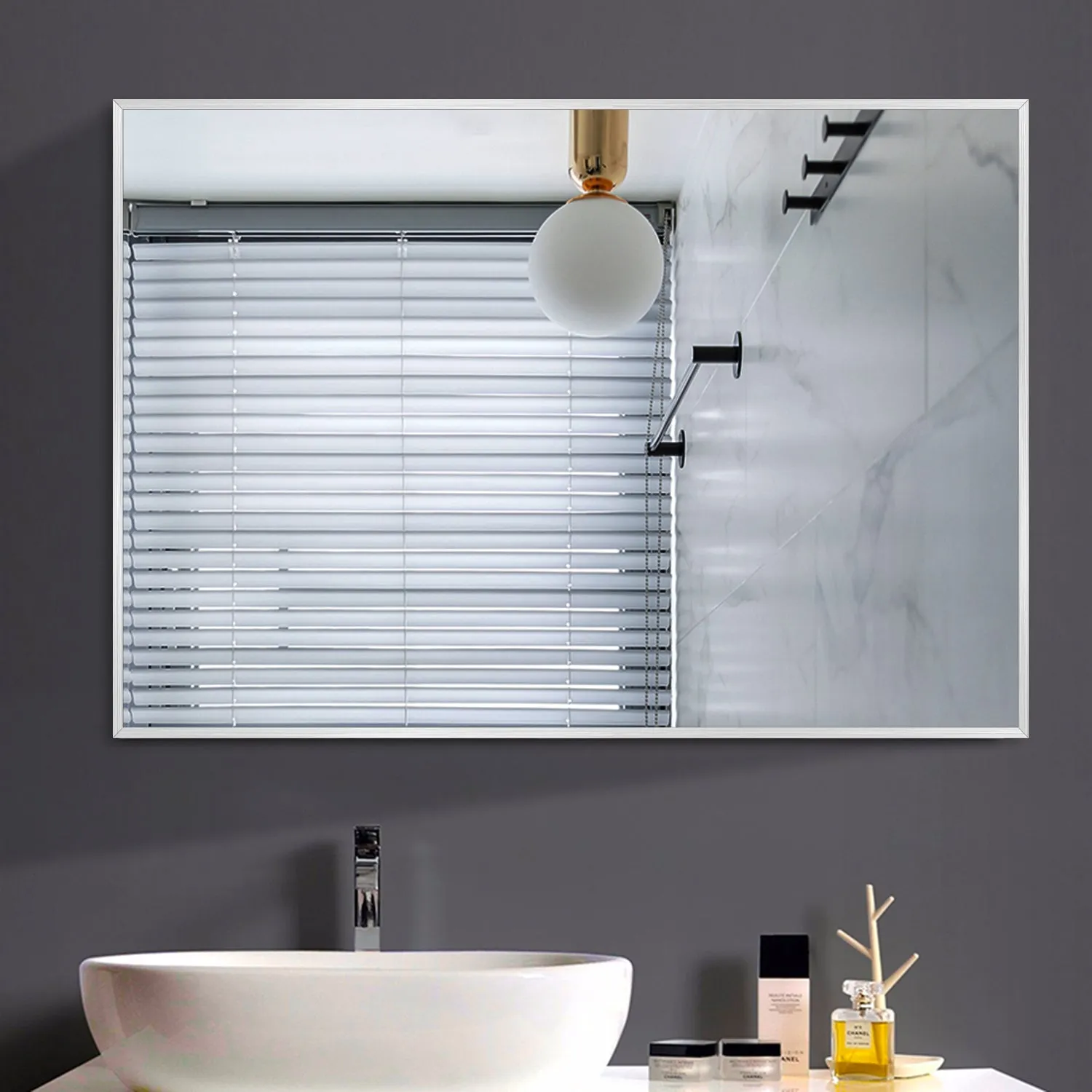 Aluminum Framed Contemporary Bathroom Vanity Wall Mirror
