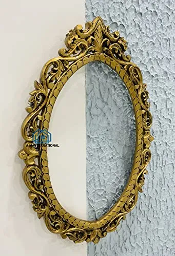 A.M INTERNATIONAL Decorative Hand Carved Wall Mirror Frame in Solid Mango Wood for Bathroom, Vanity, Livingroom, Bedroom, Hall (Without Mirror) Size 30 * 24 INCHES (M1) (S2)