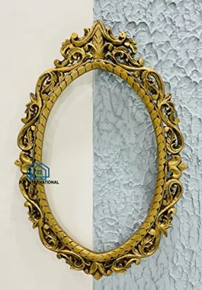 A.M INTERNATIONAL Decorative Hand Carved Wall Mirror Frame in Solid Mango Wood for Bathroom, Vanity, Livingroom, Bedroom, Hall (Without Mirror) Size 30 * 24 INCHES (M1) (S2)