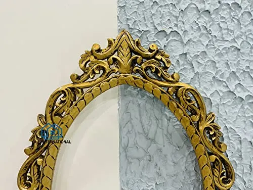 A.M INTERNATIONAL Decorative Hand Carved Wall Mirror Frame in Solid Mango Wood for Bathroom, Vanity, Livingroom, Bedroom, Hall (Without Mirror) Size 30 * 24 INCHES (M1) (S2)