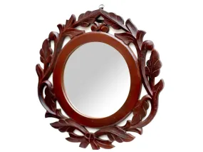 AMAZE SHOPPEE Large Round Mirror, Wall-Mounted Wooden Frame Vanity Mirror (40 CM Round)