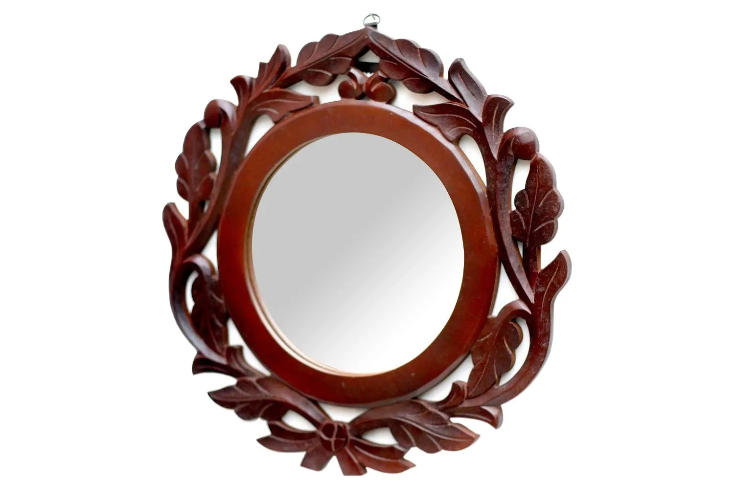AMAZE SHOPPEE Large Round Mirror, Wall-Mounted Wooden Frame Vanity Mirror (40 CM Round)