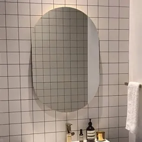 Ammar Glass Capsule Frameless Decorative Wall Mount Mirror | Size 24 X 36 Inch | Bathroom Mirror, Vanity Mirror, Living Room Mirror, Or Bedroom Mirror | Non-Bevelled Mirror | Made in India | NBCAP2436