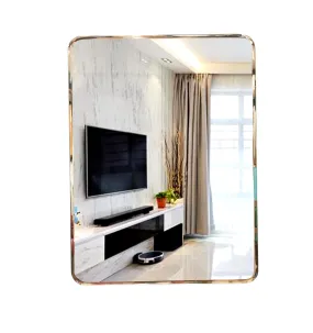 Ammar Glass | Frameless Decorative Retangle Wall Mirror | (Size 18 X 24) Corner Round Bevelled Mirror | Bathroom Mirror | Bedroom, Living Room and Vanity Mirror. SCC1824.