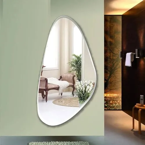 Ammar Glass | Frameless Decorative Wall Mirror (DRP1836) | Bevelled Mirror | Mirror for Bedroom, Living Room, Bathroom and Vanity Mirror (18 x 36 Inches)