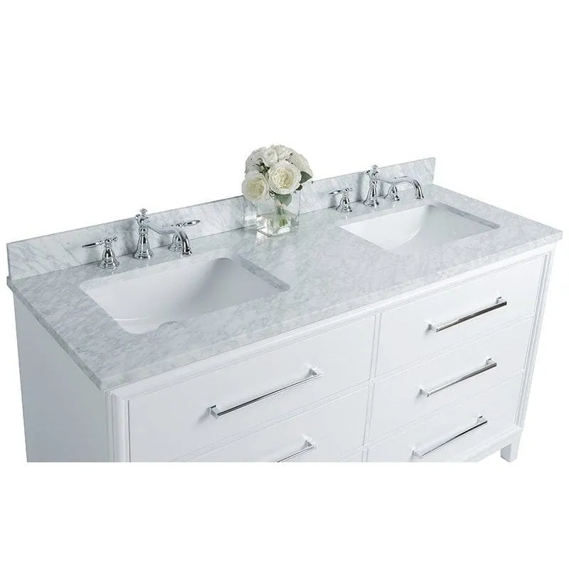 Ancerre Ellie Bathroom Vanity with Sink and Carrara White Marble Top Cabinet Set - VTS-ELLIE-42-W-CW