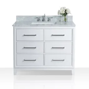 Ancerre Ellie Bathroom Vanity with Sink and Carrara White Marble Top Cabinet Set - VTS-ELLIE-42-W-CW