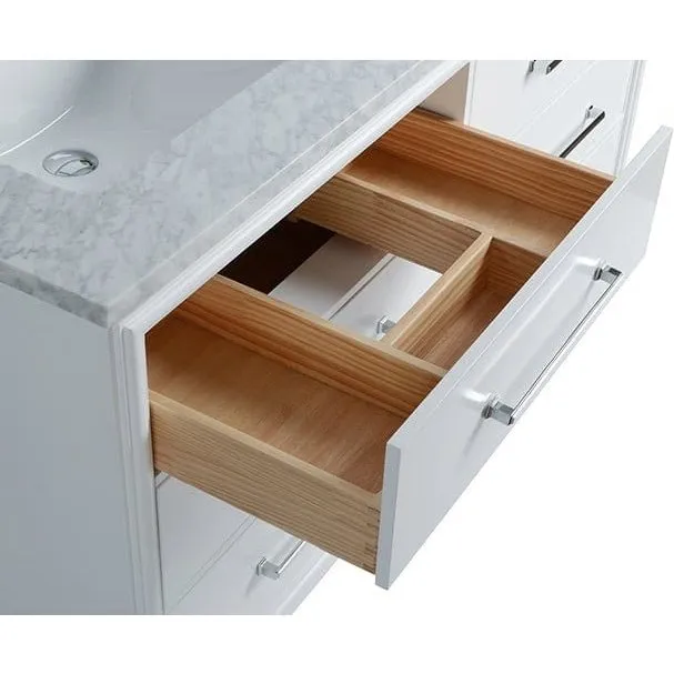 Ancerre Ellie Bathroom Vanity with Sink and Carrara White Marble Top Cabinet Set - VTS-ELLIE-42-W-CW