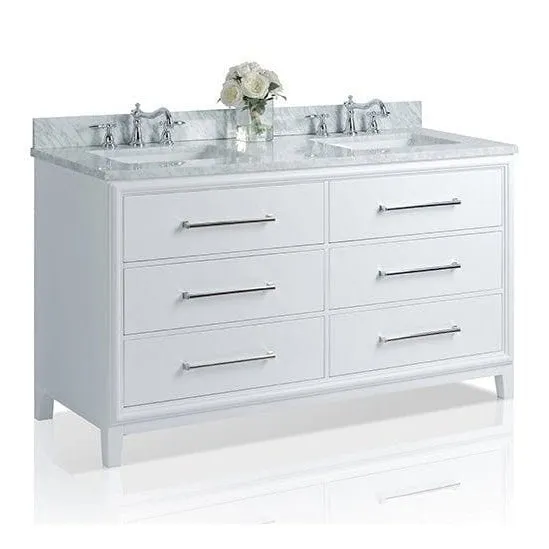 Ancerre Ellie Bathroom Vanity with Sink and Carrara White Marble Top Cabinet Set - VTS-ELLIE-42-W-CW