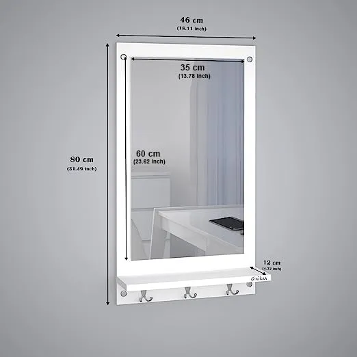 Anikaa Kia Engineered Wood Dressing Wall Mirrors/Wall Hanging Dressing Mirrors/Decorative Wall Mirror/Dressing Table for Bedroom, Living Room (White)