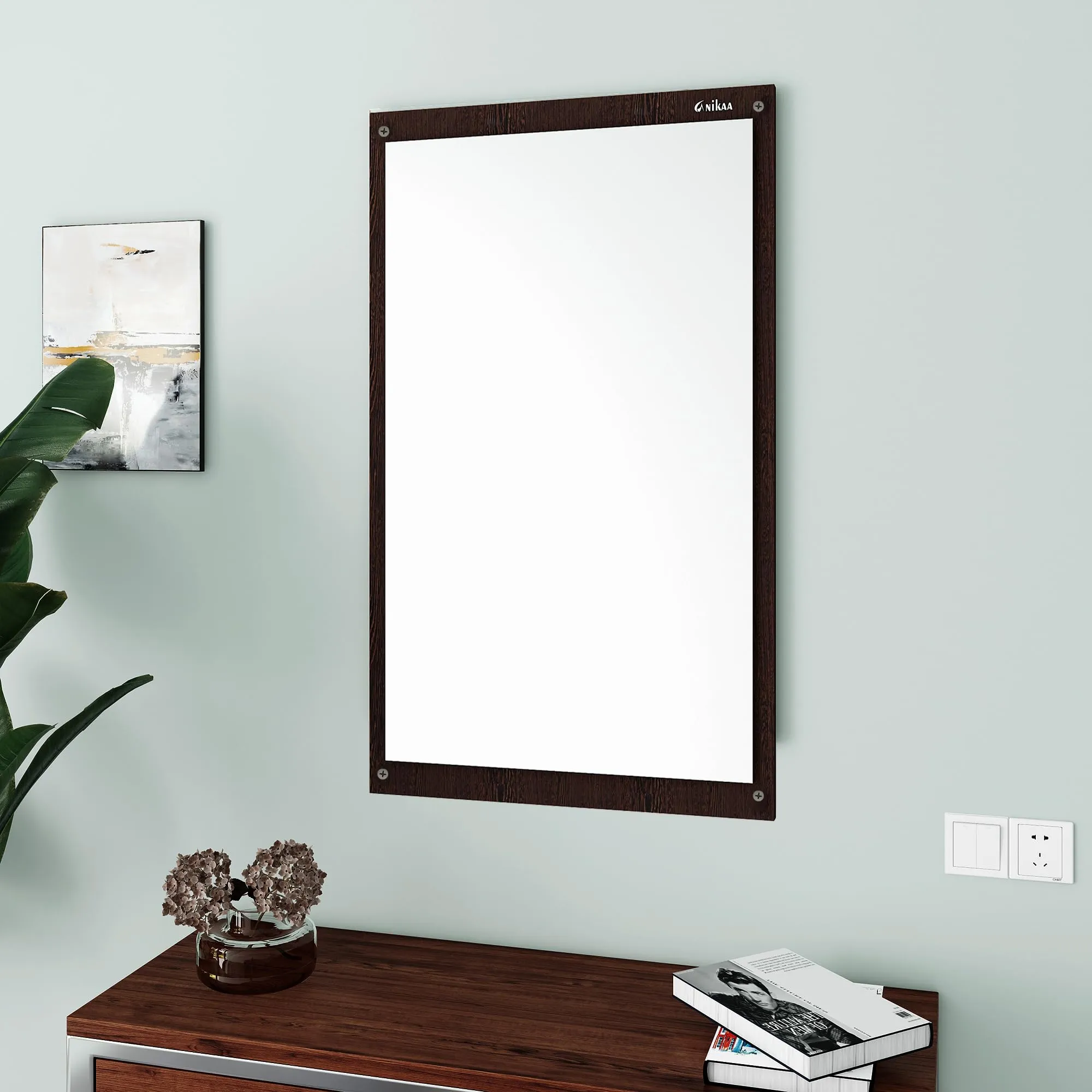 Anikaa Marcos Engineered Wood Dressing Wall Mirrors/Wall Hanging Dressing Mirrors/Decorative Wall Plain Mirror/Dressing Table for Bedroom (Wenge, ?Rectangular, Unframed)