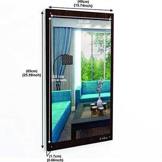 Anikaa Marcos Engineered Wood Dressing Wall Mirrors/Wall Hanging Dressing Mirrors/Decorative Wall Plain Mirror/Dressing Table for Bedroom (Wenge, ?Rectangular, Unframed)