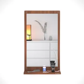 Anikaa Maria Engineered Wood Dressing Wall Mirrors/Wall Hanging Dressing Mirrors with Shelf/Decorative Wall Mirror/Dressing Table for Bed Room/Living Room (Walnut) Matte Finish, Rectangular, Unframed