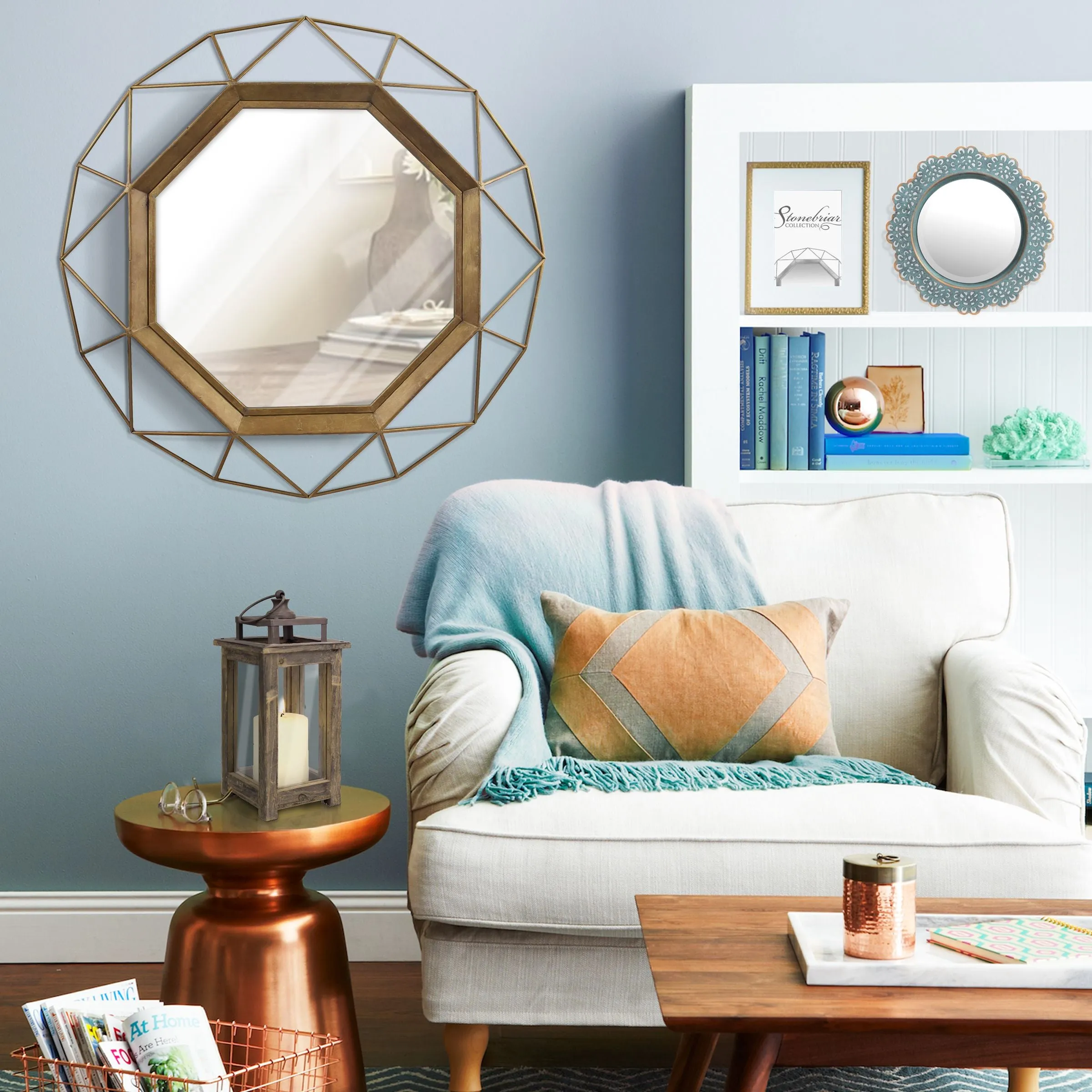 Antique Gold Geometric Mirror - 30 Inch