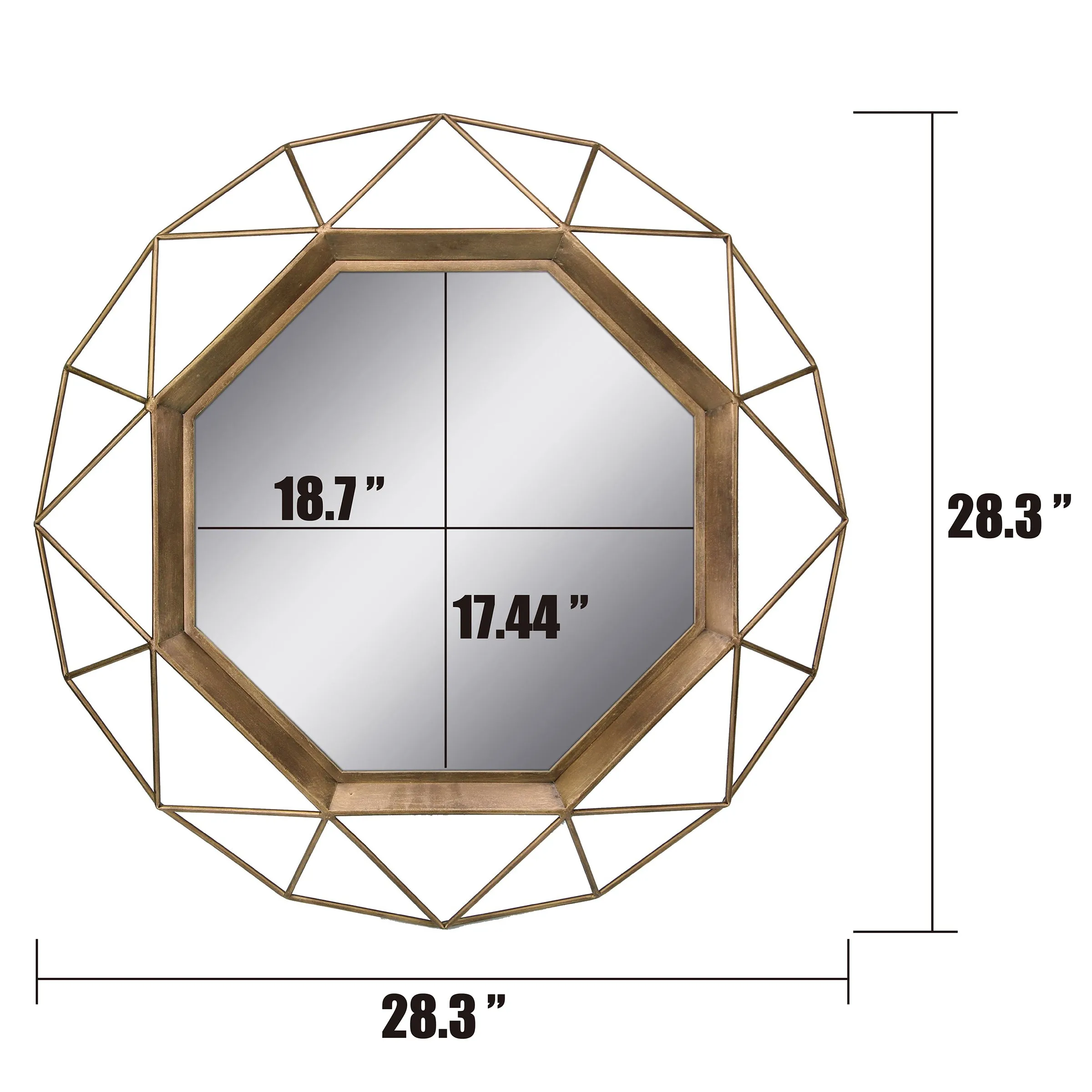 Antique Gold Geometric Mirror - 30 Inch