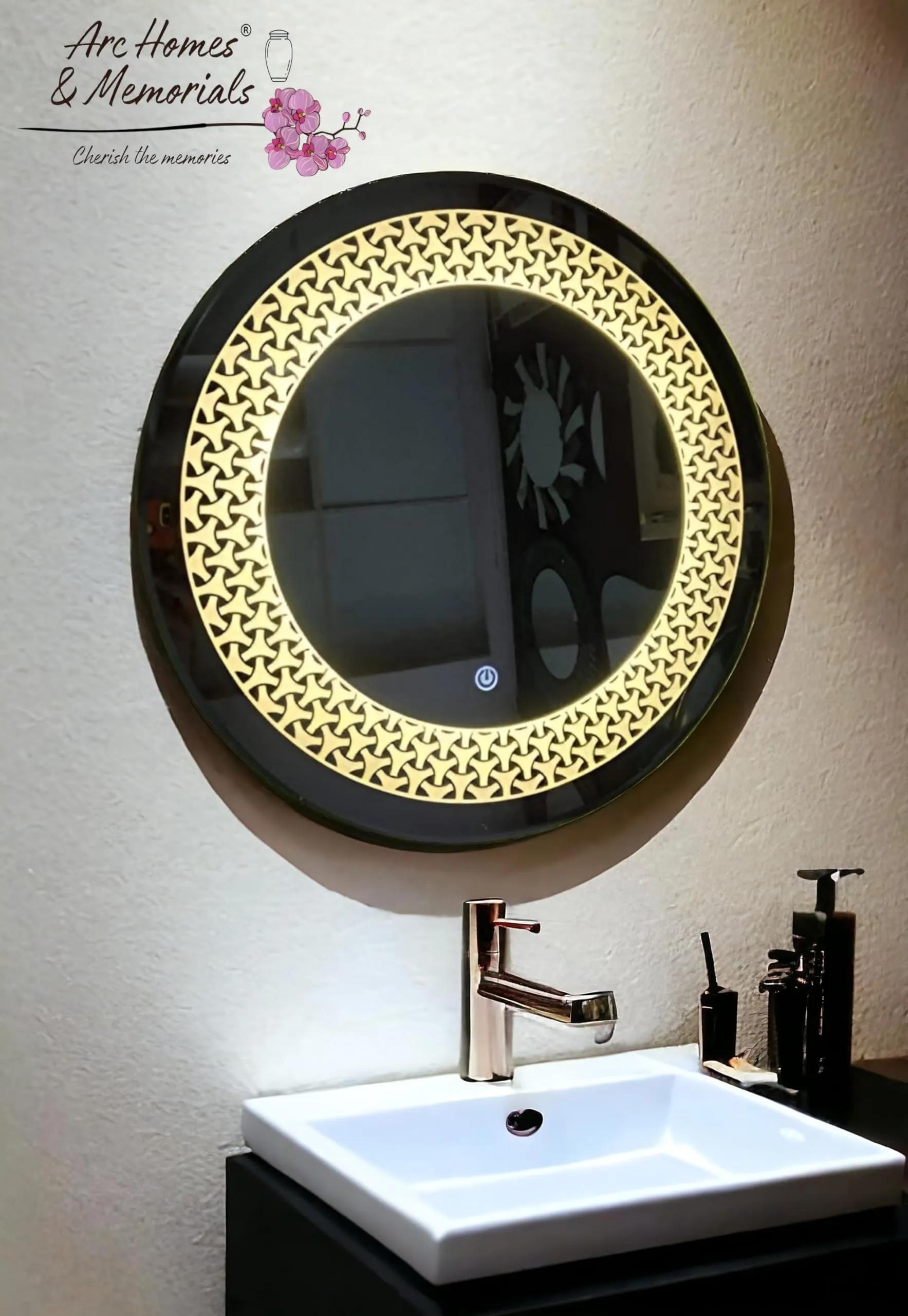 ARC homes Round Wall Mounting Mirror with Led Light |Bathroom Washbasin Mirror,Venity Mirror,Smart Mirror | LED Mirror 3 Tone (Triple Light, 24 x 24 Inch)