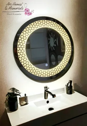 ARC homes Round Wall Mounting Mirror with Led Light |Bathroom Washbasin Mirror,Venity Mirror,Smart Mirror | LED Mirror 3 Tone (Triple Light, 24 x 24 Inch)