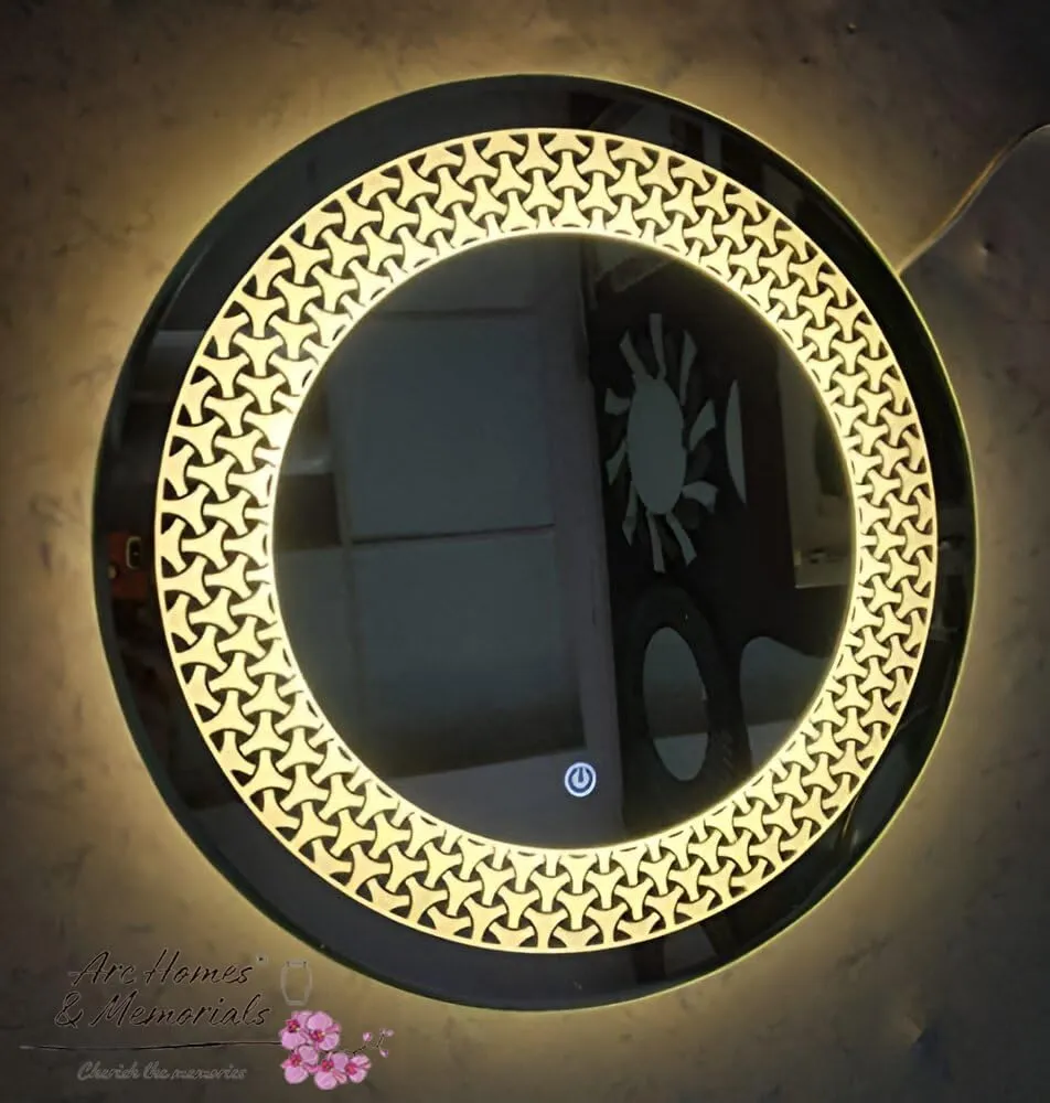 ARC homes Round Wall Mounting Mirror with Led Light |Bathroom Washbasin Mirror,Venity Mirror,Smart Mirror | LED Mirror 3 Tone (Triple Light, 24 x 24 Inch)