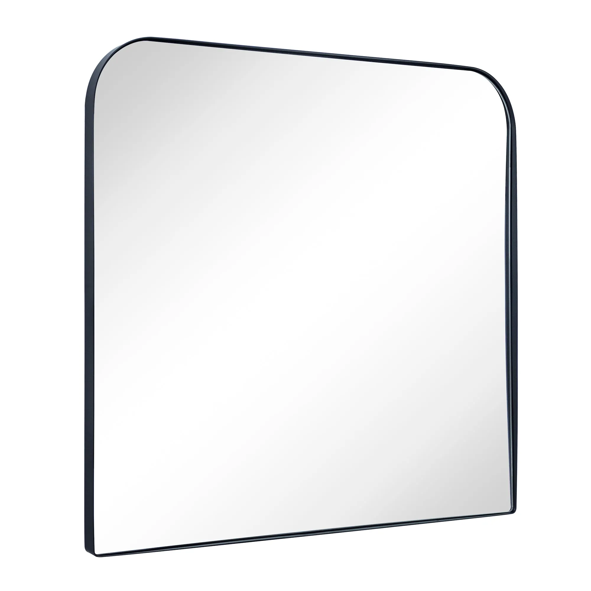 Arch Rounded Corner Mantel Framed Wall Mounted Bathroom Mirror