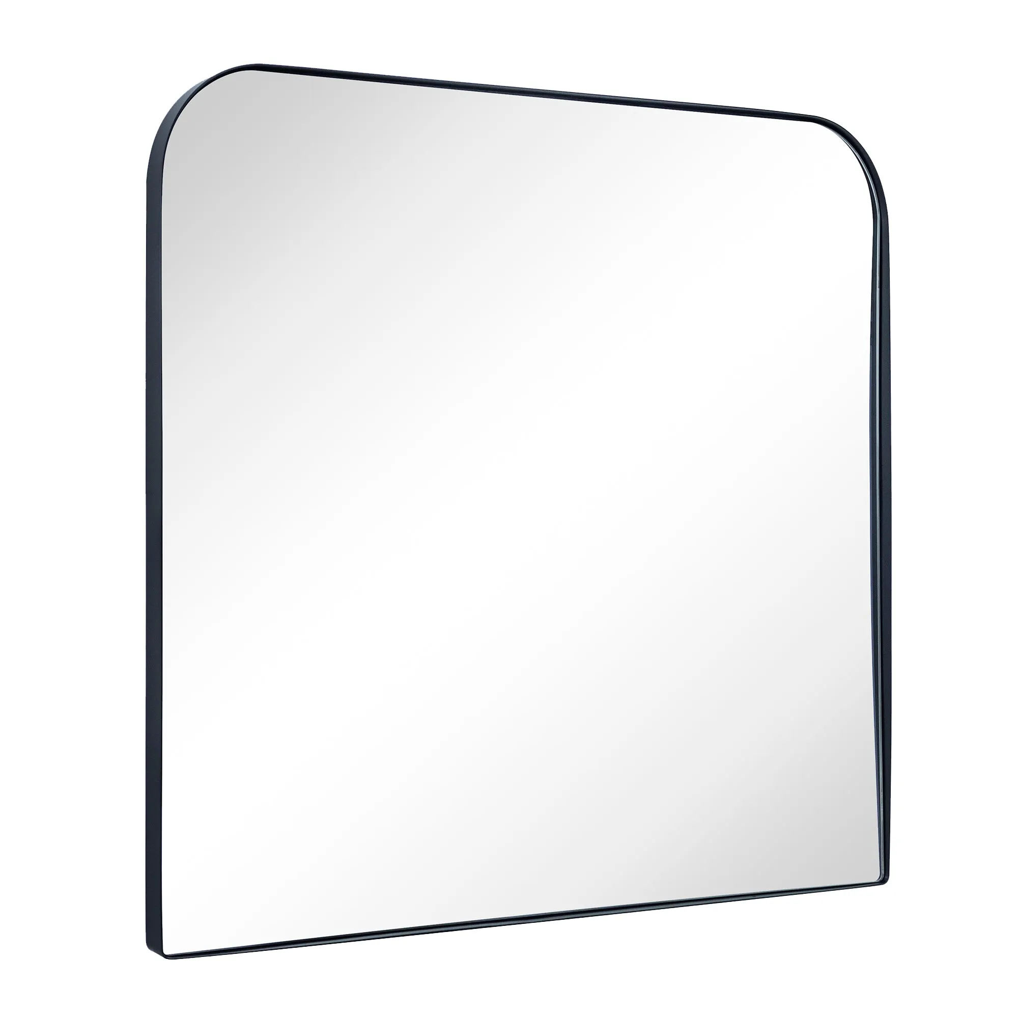 Arch Rounded Corner Mantel Framed Wall Mounted Bathroom Mirror