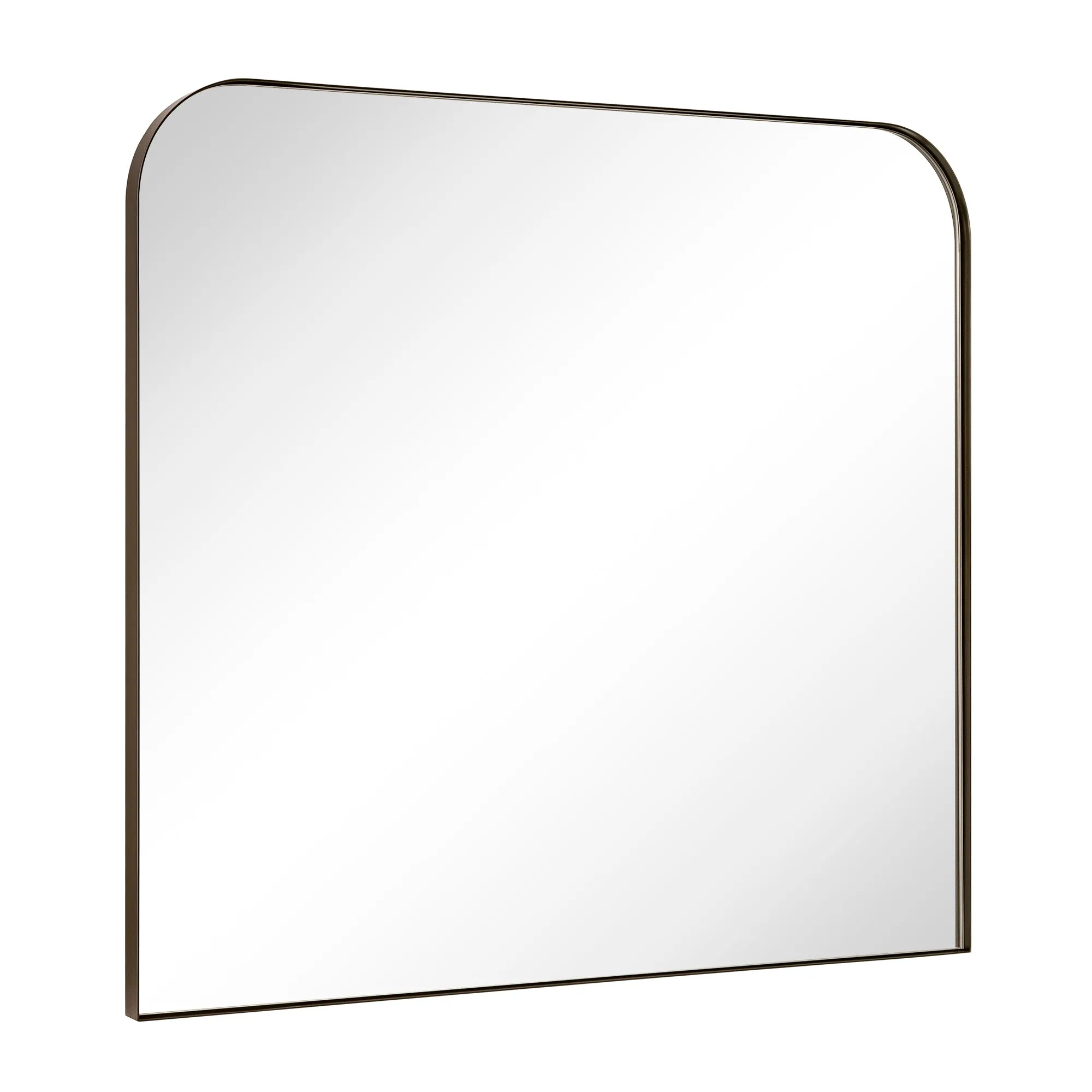Arch Rounded Corner Mantel Framed Wall Mounted Bathroom Mirror