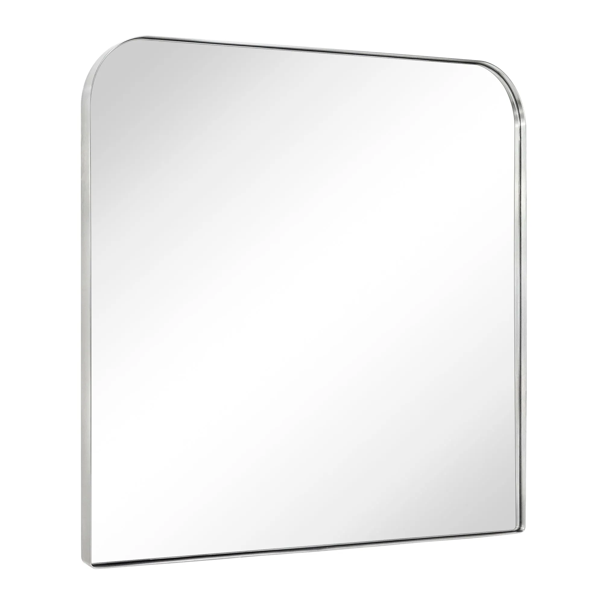 Arch Rounded Corner Mantel Framed Wall Mounted Bathroom Mirror